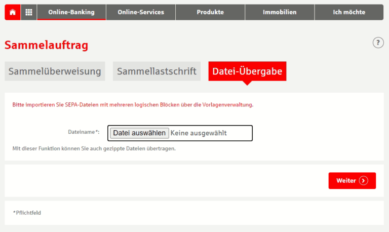 Sparkasse - Lastschriftdatei zu groß - Sticky ERP